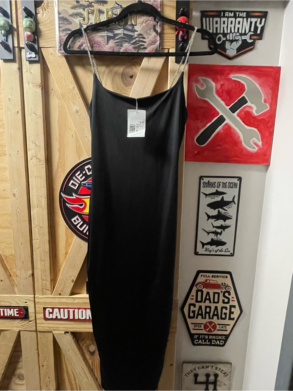 Forever 21 Black Midi Slip Dress with Chain Straps